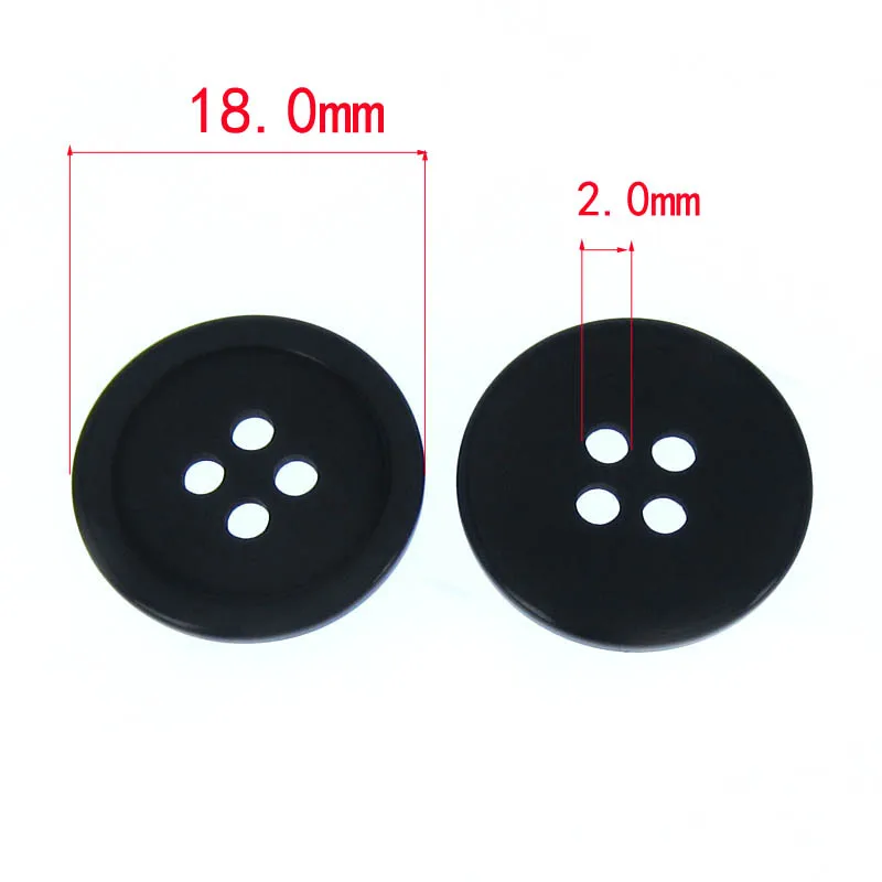11mm-38mm 4-Hole Black Resin buttons for clothing Accessory Round button Sewing Craft Garment Scrapbooking 2