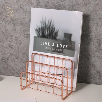 

4 Layers Iron Bookshelf Magazine Display Stand Newspapers Organizer Holder Rose Gold Office Decorative Book Rack