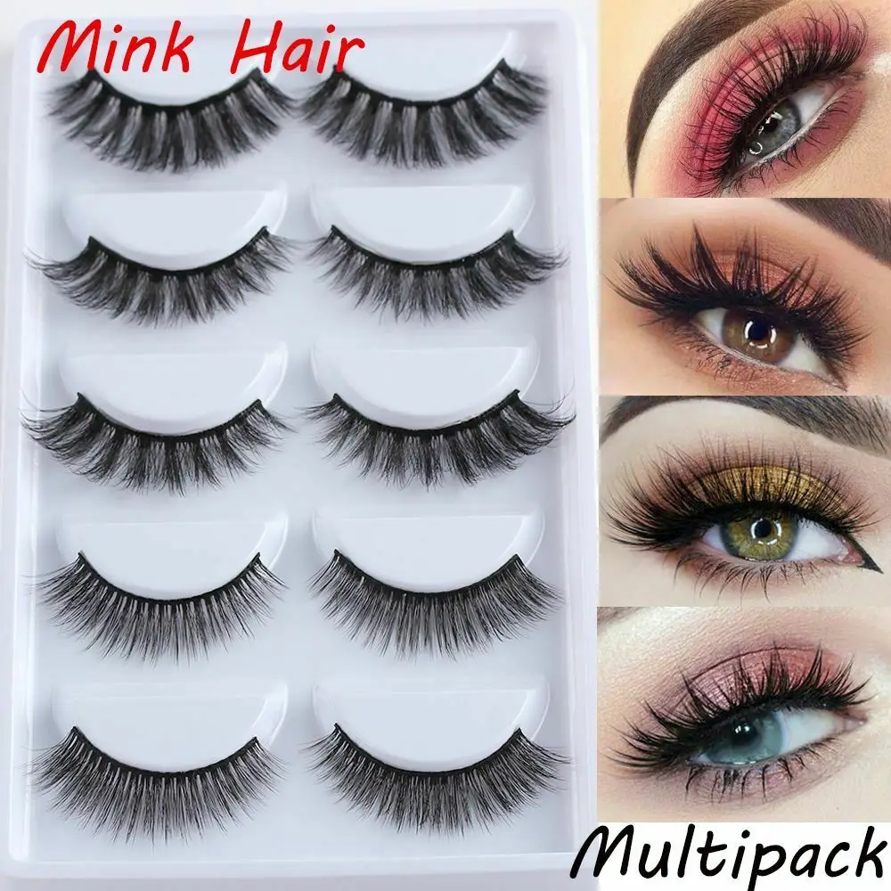 

5 Pairs Mink Hair False Eyelashes for extension Fluffy Long Soft Eye Lashes