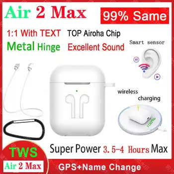 

Air2 MAX TWS Wireless Earphone 1:1 Air 2 With Text Metal Hinge Bluetooth Earbuds in-ear Sensor PK i500 pro i5000 i9000 Max TWS