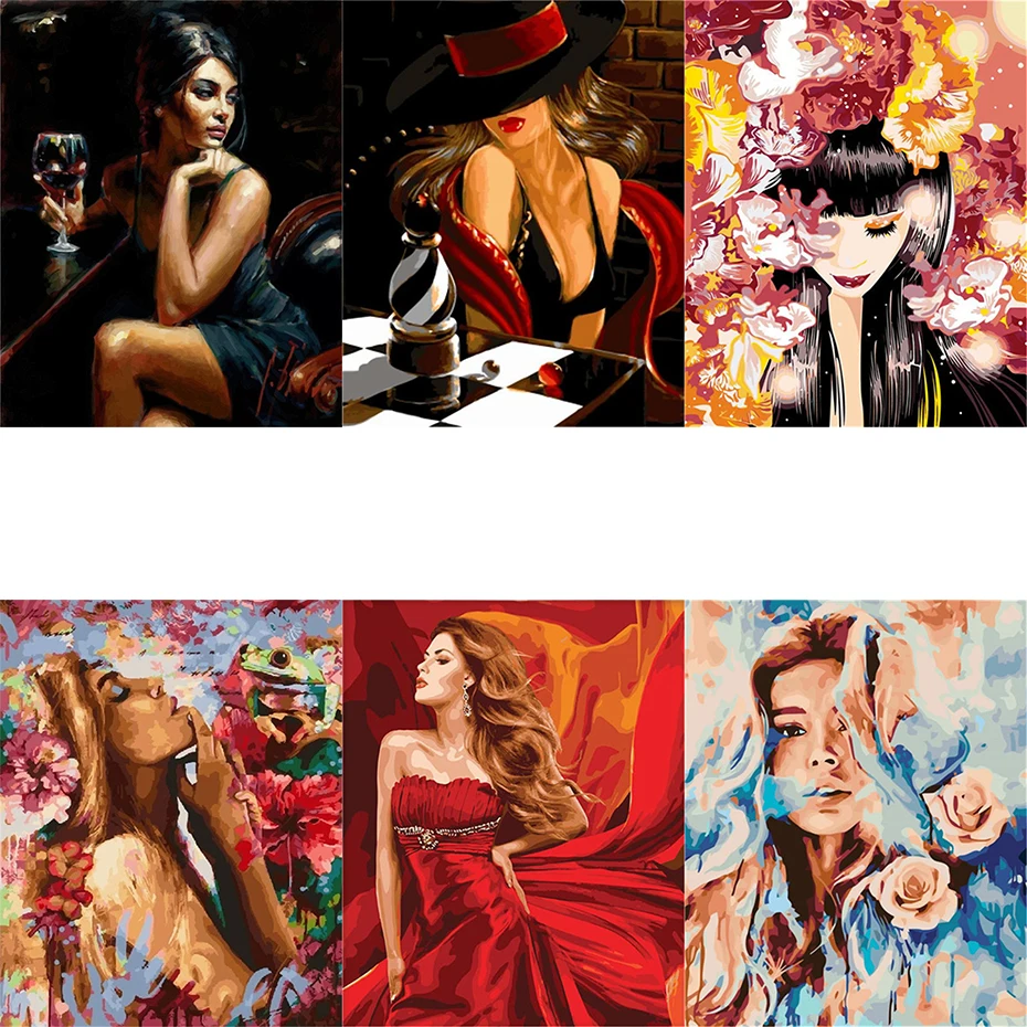 

AMTMBS DIY Painting By Number Figure Pictures By Numbers Girl Drawing On Canvas Hand Painted Paintings Art Gift Kits Home Decor