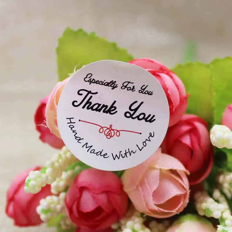 

2018 new 100pcs white/kraft Round Thank You paper seal sticker paper adhesive stickers for handmade bakery&gift packaging Label