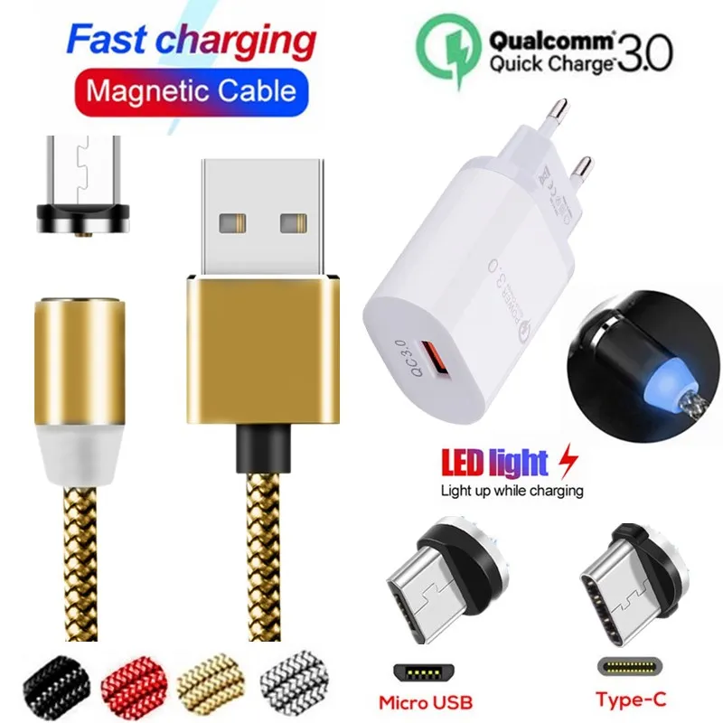 Магнитный USB кабель для быстрой зарядки Micro C QC 3 0 зарядное устройство LG X Power 2 G3 G4