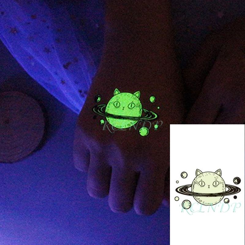 Waterproof Temporary Tattoo Sticker Astronaut Luminous Balloon Night Glow Glitter Flash Tatoo Fake Tatto for Kids Women Men