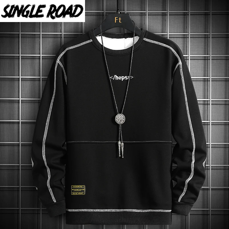 SingleRoad Crewneck Sweatshirt Men 2020 Side Striped Oversized Japanese Streetwear Hip Hop Black Hoodie Men Sweatshirts Hoodies SingleRoad Crewneck Sweatshirt Men 2020 Side Striped Oversized Japanese Streetwear Hip Hop Black Hoodie Men Sweatshirts Hoodies
