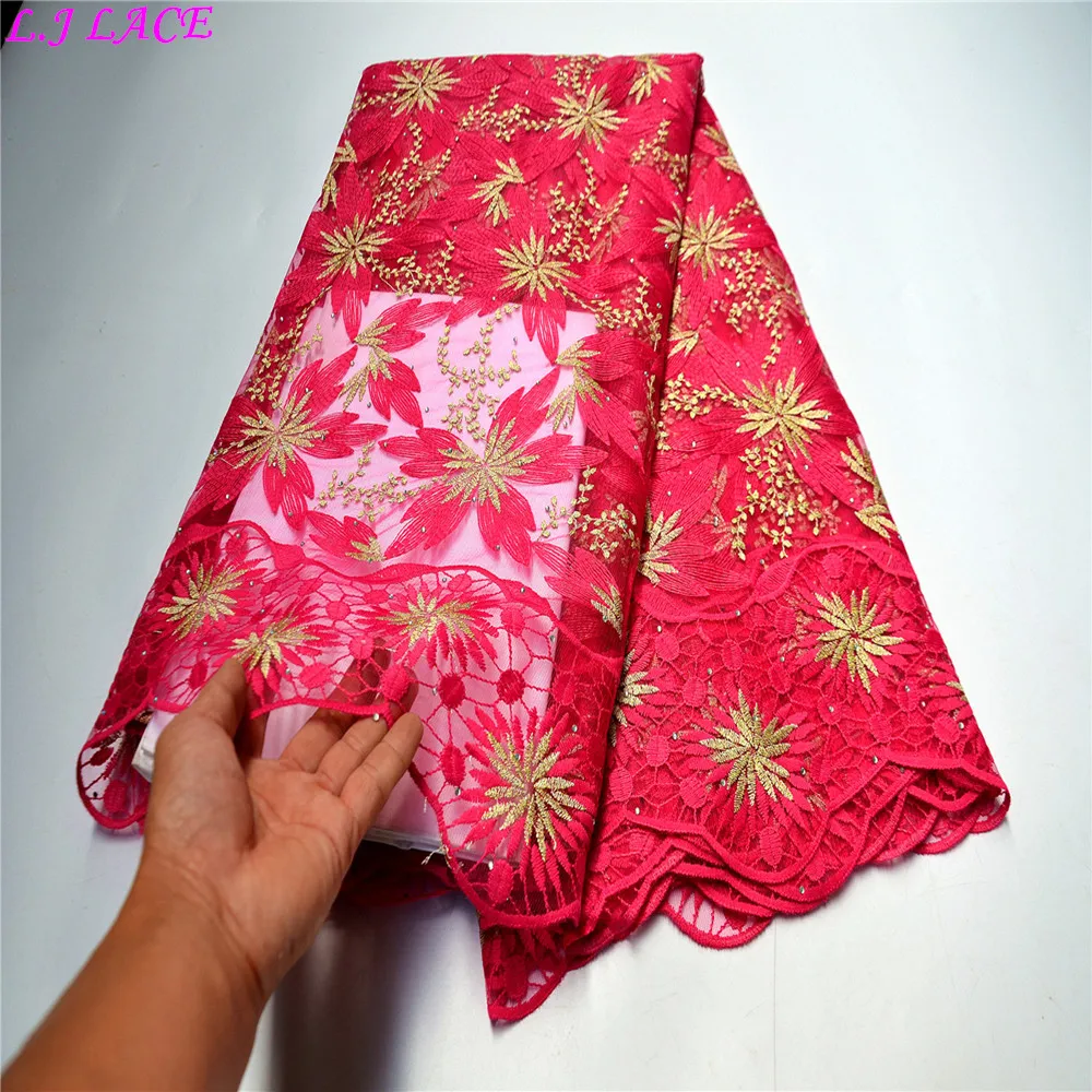 

Latest pink lace embroidery Africa lace fabrics tissue French lace high quality lace fabrics wholesale lace