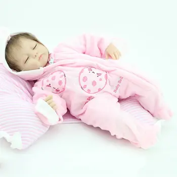 

40cm Close Eyes Baby Doll Silicone Vinyl Baby Doll Handmade Adorable Realistic Toddler Newborn Baby Doll Children Play Toys