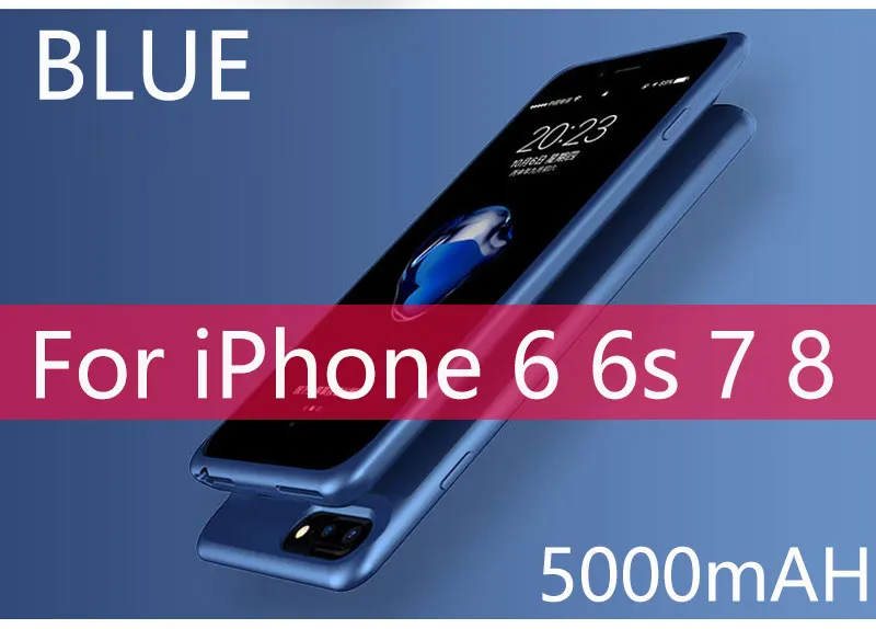 Ультра тонкий чехол с аккумулятором 5000 мАч для iPhone 6, 6 S, 7, 8, 7000 мАч, чехол с зарядным устройством для iPhone 6, 6 S, 7, 8 Plus, чехол с внешним аккумулятором - Цвет: As Picture Show2