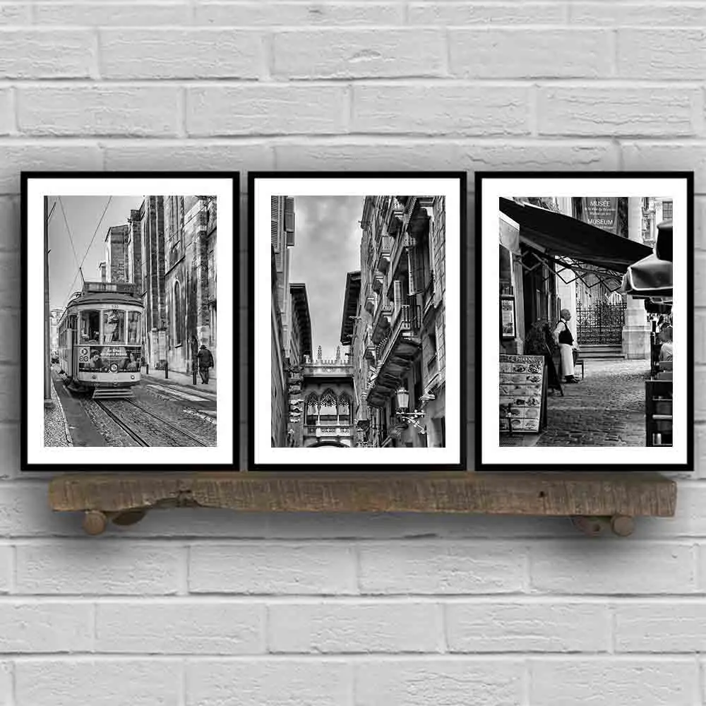 Black and White Europe Cities Photography Wall Art Canvas London Paris Poster Prints Nordic Paintings Picture for Living Room
