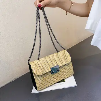 

Women Handbag Shoulder Messenger Bag Ladies Rattan Straw Satchel Purse Bags Ladies Summer Flap Women's Hot Woven Handbags