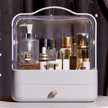

Large Capacity Makeup Organizer Portable Cosmetic Storage Box Dustproof Drawer Waterproof Jewelry Container with Lid
