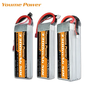 

YOUME RC Lipo 2S 3S 4S 6S 7.4V 11.1V 14.8V 22.2V Battery 3300mAh 5S 18.5V 50C XT60 T for Car Quadcopter Helicopter QAV180/210
