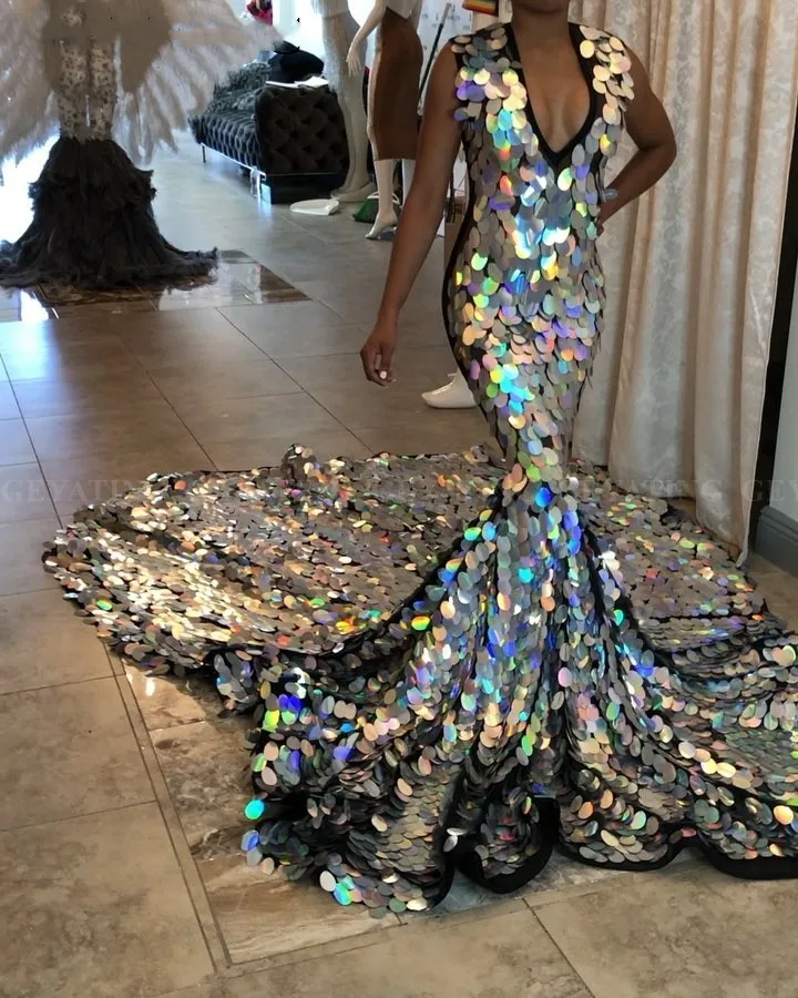 Платья для выпускного вечера, длинные, для женщин, элегантные, расшитые блестками, Русалка, сексуальные, глубокий v-образный вырез, черные, для девушек, официальные, вечерние платья размера плюс, дешево