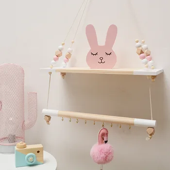 

Nordic single layer upper board lower stick shelf hang up clothes kids room decoracion habitacion woods wall hanging decor