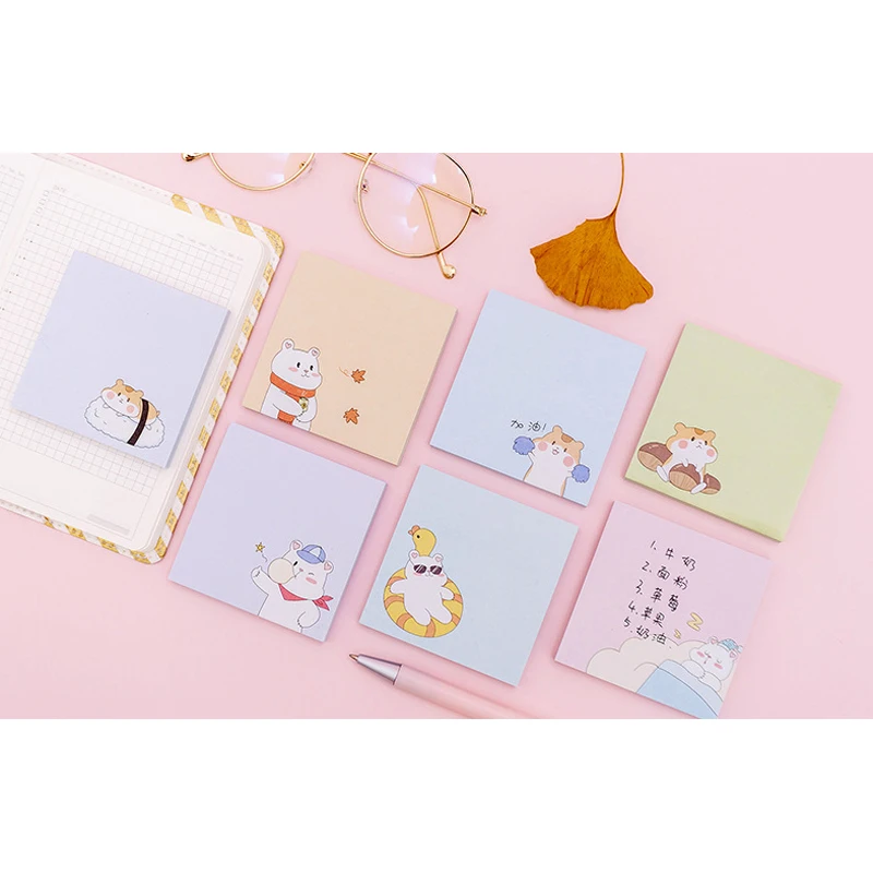 12 упаковок блокнотов для заметок Липкие заметки Kawaii мультяшный хомяк бумажный блокнот дневник в стиле Скрапбукинг наклейки канцелярские блокноты для офиса и школы