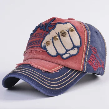 

Men Baseball Cap Fist Embroidery Rivet Hat Snapback Summer Sunshade Cotton Fitted Caps Fashion Adjustable Unisex Casquette Hats