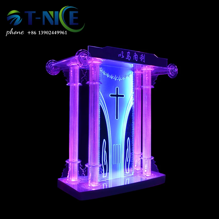 Popular Platform Acrylic Podium Church Speech Pulpit Reading Conference Lectern Commercial Furniture Reception Desk