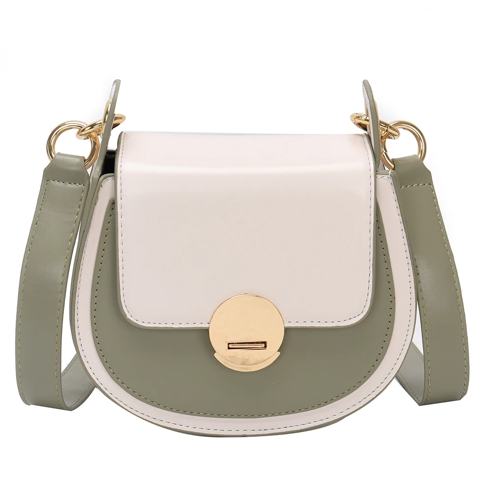 

Circular Shoulder Bags for Women Quality Leather Panelled Female Messenger Bag Casual Small Ladies' Saddle Crossbody Bag Sac