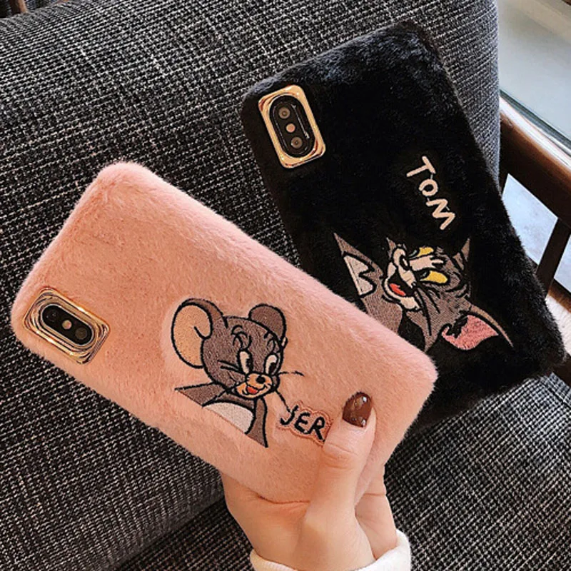 Чехол с роскошным кроличьим ворсом для iPhone 11 Pro XS Max X XR, чехол для телефона, Жесткий Гладкий плюшевый чехол для iPhone 6S 7 8 Plus, чехол s