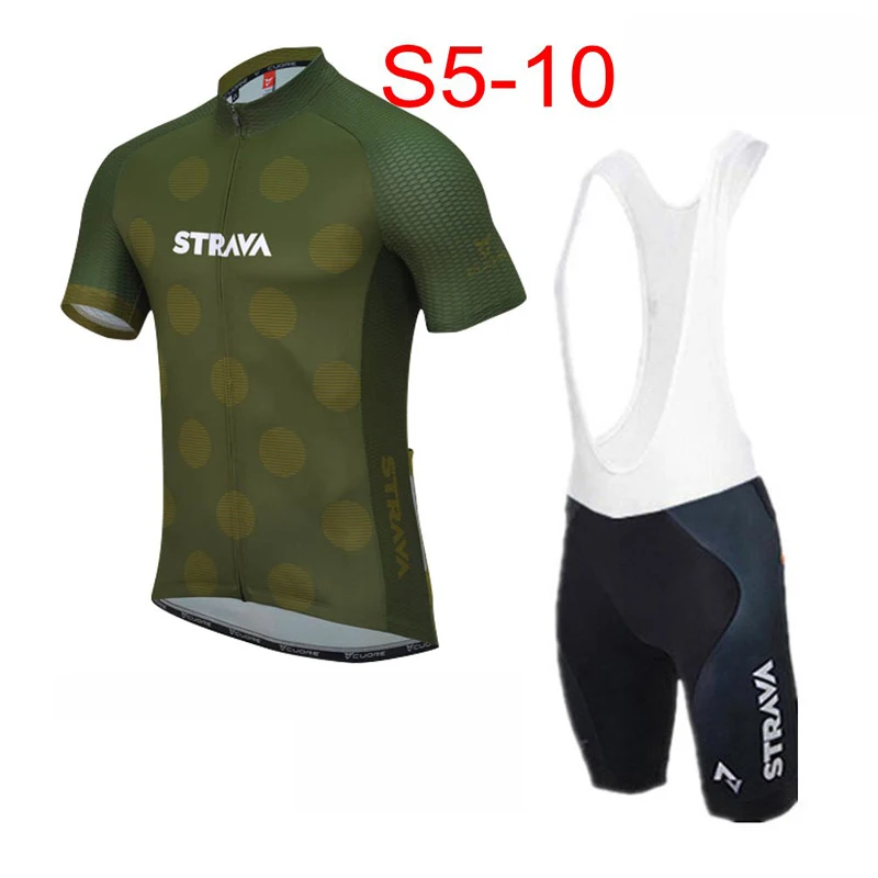 STRAVA Cycling Jersey Tops Summer Racing Cycling Clothing Short Sleeve mtb Bike Bib shorts set Maillot Ciclismo K073105 - Color: 07