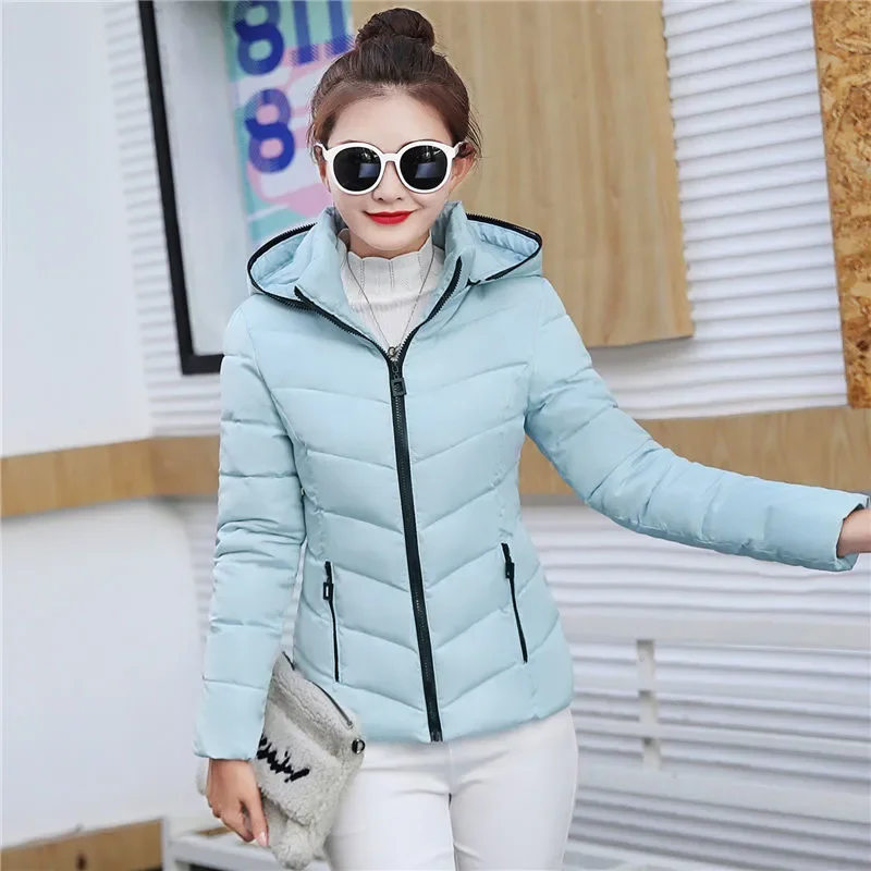 

2023 Autumn Winter New Style Cotton-Padded Jacket Female Short Slim Down Cotton Lady Padded Small Down Coat Women Parkas L709
