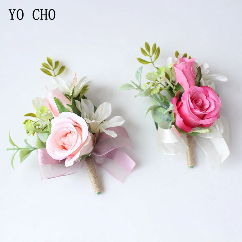 Flores artificiais de pulso de seda rosas, atacado, barato, decoração,  damas de honra, corsage, pulseira, vestido masculino| | - AliExpress