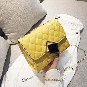 

New Pu Women's Bag Rhombus Chain Square Sling Bag Texture 2020 New Style All-match Shoulder Crossbody Bag Korean Style Mini Bags