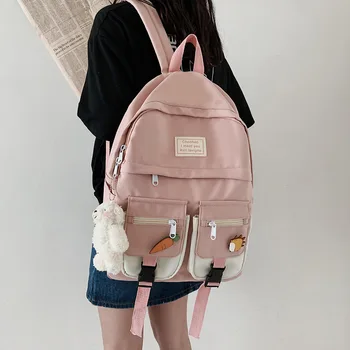 

New Style Korean-style Fashion INS Backpack Outdoor Fashion Nylon Backpack College Style Schoolbag Outdoor Travel Bag