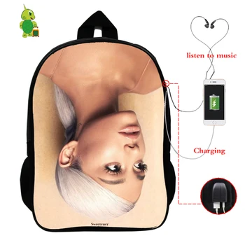 

2019 Ariana Grande Backpack Men Women Backpack USB Charge Laptop Backpack School Bags for Teenagers Travel Shoulder Bags