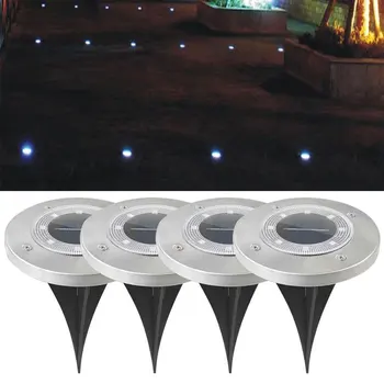 

4pcs Stair Floor Spotlight Landscape Yard Lawn Ground Light Outdoor Garden Solar Power IP65 Waterproof Buried Pathway Decking