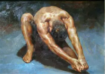 

High quality perfect 24x36in Hand Painted Oil Painting on Canvas :Artist's original body art oil, man of fitness