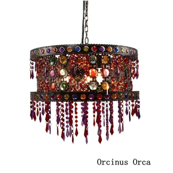 

Mediterranean stained glass chandelier Cafe Restaurant Southeast Asia exotic style retro hand-woven Chandelier free shipping