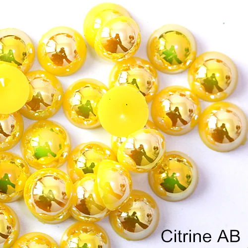 Citrine-AB 8 размеров 15AB цвета имитация жемчуга полукруглый жемчуг плоские бусины жемчуга использовать для украшения ногтей DIY B0566 - Цвет: Citrine-AB