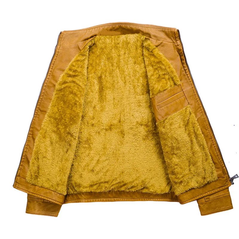 Роскошные кожаные куртки мужские осенние флисовые на молнии Chaqueta Cuero Hombre с карманами Moto Jaqueta Masculino Couro тонкое теплое пальто