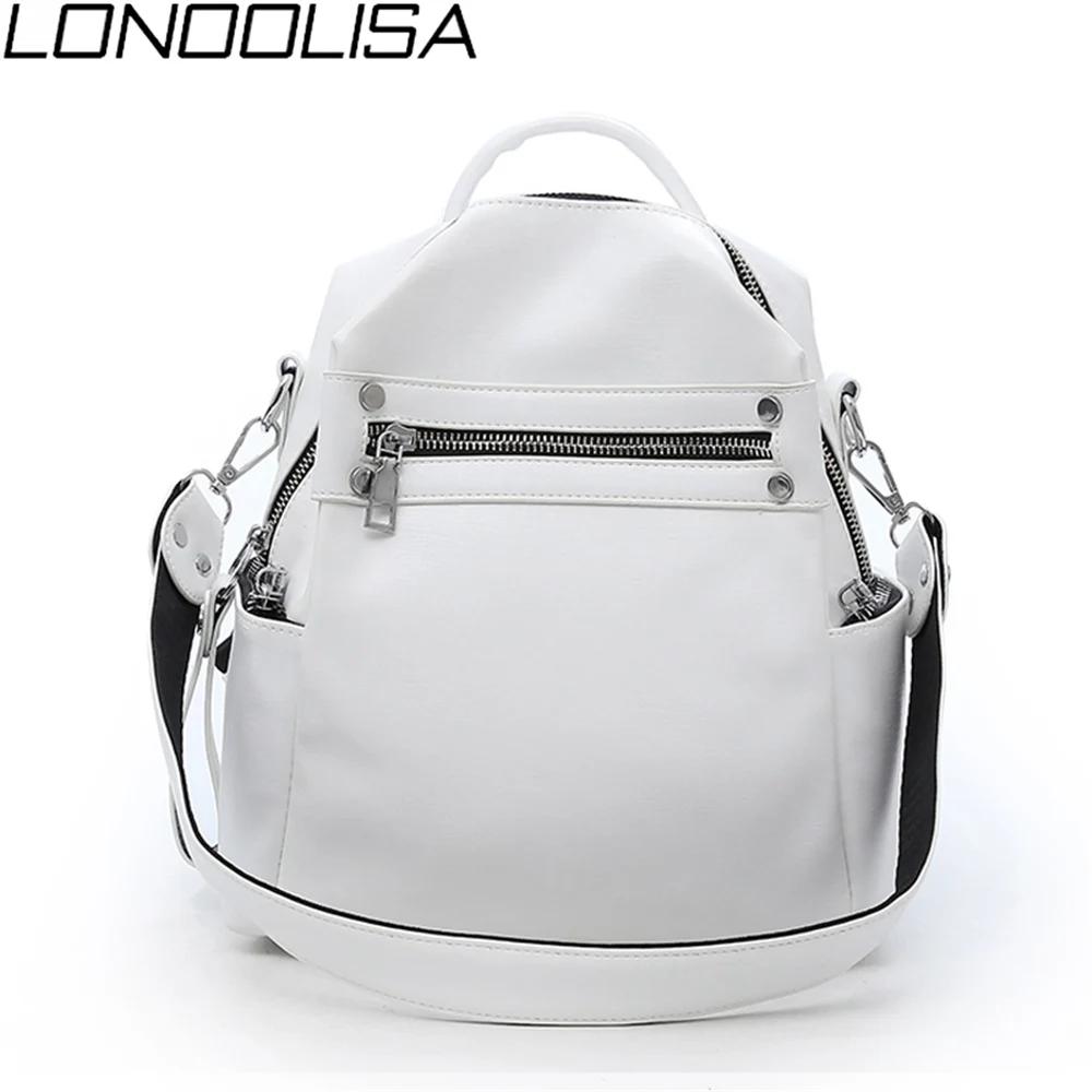  Fashion Women Soft Leather Small Backpack Designers Brand Multifunction Solid School Bags for Teena - 33051056284