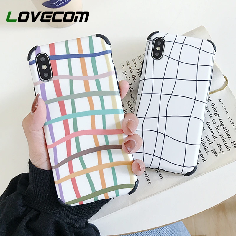 

LOVECOM Shockproof Phone Case For iPhone XR XS Max 7 8 Plus X Artistic Curve Line Soft IMD Back Cover Coque For iPhone XR Gift
