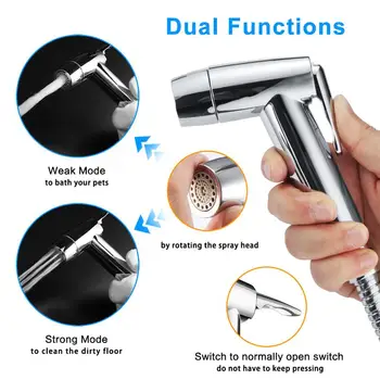 

Press Double Function Bathroom Toilet Bidet Faucet Kit Stainless Steel Brushed Bidet Sprayer Set Mount On Tank Or Wall