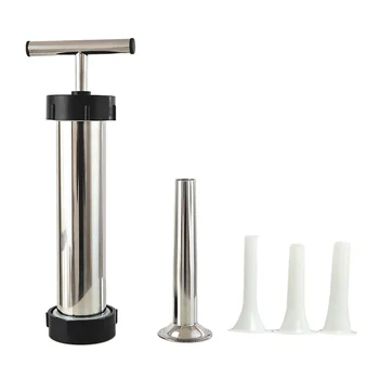 

For Kitchen Easy Clean Press Filling Tool Meat Stuffer Manual Sausage Maker With Pipes Portable Stainless Steel Snack Bars