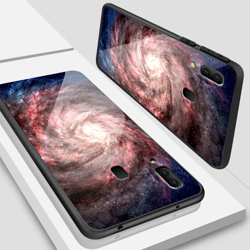 Для samsung Galaxy A10 A20 A30 A40 A50 A6S A70 A8S A80 A90 закаленное Стекло крышка J4Plus M10 M20 M30 Note9 звезда Окрашенные чехол для телефона - Цвет: W367