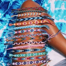 Dvacaman богемные разноцветные хлопковые нити, цепочка, талисманы, браслет, дружба, шик, девушки, ручная переплетение, бохо, Йога, браслет, Femme, Прямая поставка