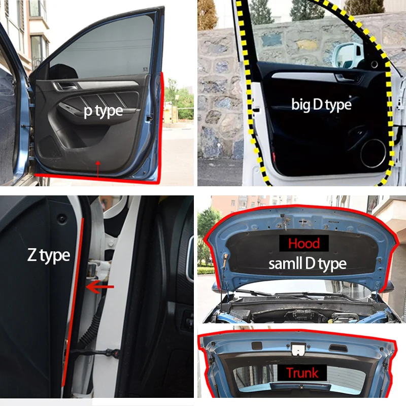 Резиновая Автомобильная уплотнительная полоса, АВТО резиновое уплотнение для дверей, наклейки, универсальный протектор края багажника двери, защита от пыли и шума, уплотнения для автомобиля