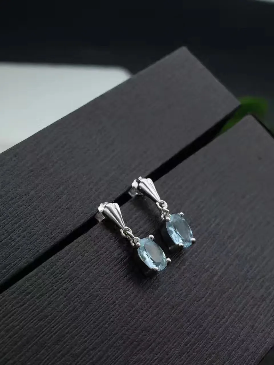 

Женские серьги из чистого натурального аквамарина, классические простые модные серьги в атмосферном стиле из серебра 925 пробы