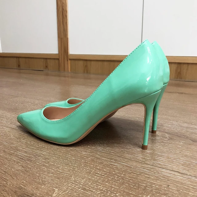 Veowalk Mintgroen Vrouwen Glossy Puntige Toe Hoge Hakken Elegante Dames  Stiletto Pompen Slip Op Formele Kleding Schoenen Kleuren  Aanpassen|Damespumps| - AliExpress