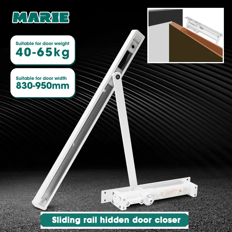 

Marie 6303 White Aluminum Door Closer Hydraulic Automatic Closing Door Slide Concealed Door Closer Positioning Fire Door 40-65kg