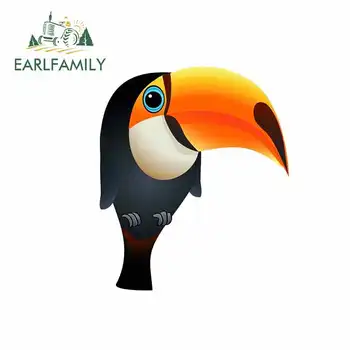

EARLFAMILY 13cm x 11cm for Toucan Parrot Macaw Graphics Car Stickers and Decals Creative Laptop Surfboard Car Wrap Decor