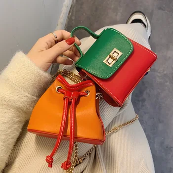 

Chain Purse Two/set Popular All-match Messenger Bag Fashion Shoulder Western Style 2020 New Contrast Color Mini Bag For Women's