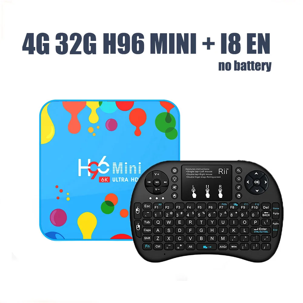 Android tv box H96 MINI Allwinner H6 четырехъядерный Смарт ТВ-бокс Android 9,0 4 Гб ram 128 ГБ rom 6K HD 4K 30fps H.265 телеприставка - Цвет: 4G 32G add I8 EN