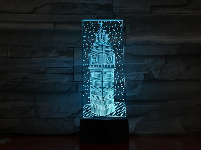 Горячая 3D абажур-колокольчик для лампы форма башни ночник зарядка красочные акриловые светильники USB рождественские украшения для дома 1013