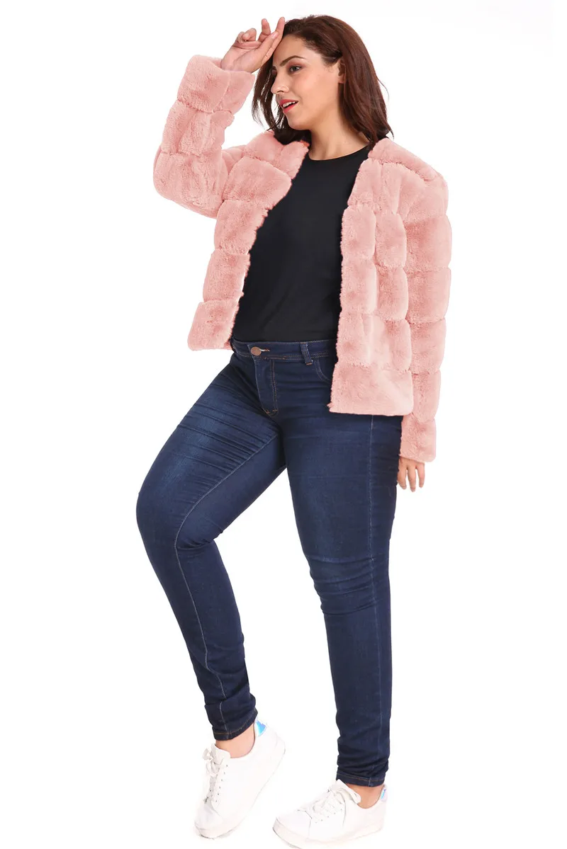HEFLASHOR, Женское зимнее теплое пальто из искусственного меха, кардиган, модная утолщенная короткая верхняя одежда, Женская тонкая однотонная куртка, уличная одежда размера плюс