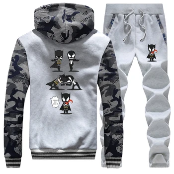 

Blackest Super Hero Men's Thick Sets Man Camo Hoodies Batman&Venom Funny Warm Jacket Winter Streetwear Fleece Casual Tracksuit